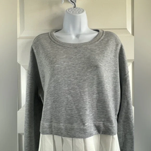 UNBRANDED Gray Cropped Sweatshirt White Skirt Layered Dress Size Medium - Picture 3 of 7
